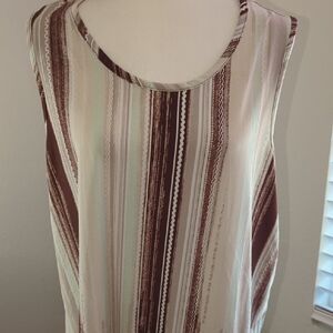 Elegant Striped Tank Top - Cream and Brown
